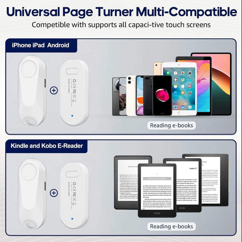DATAFY Remote Control Page Turner for Kindle Paperwhite Oasis Kobo eReaders, Camera Camcorder Remote Controls, Page Turner Clicker for ipad Tablets Reading Novels with Wrist Strap Storage Bag - Image 5